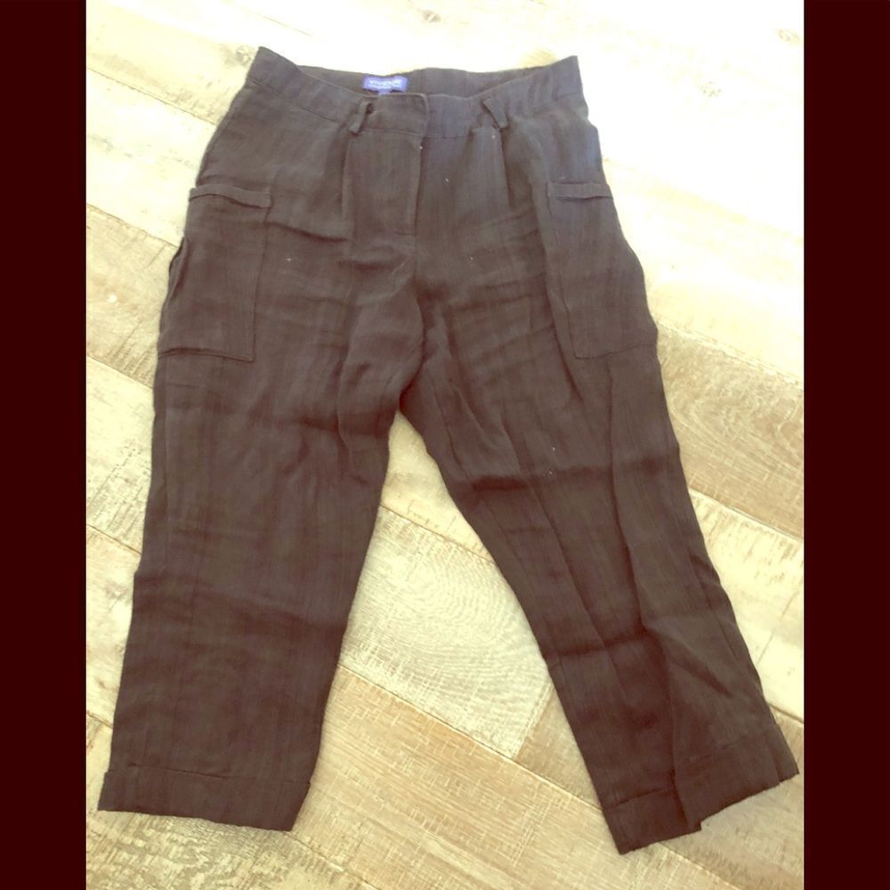 Vivienne Tam vintage 💯% linen cargo crop pants 2
